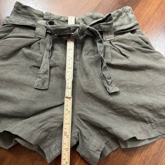 L’Agence Hillary Linen Paperbag Front Tie Belted Shorts Green Boho Casual Sz 24 - Picture 6 of 7